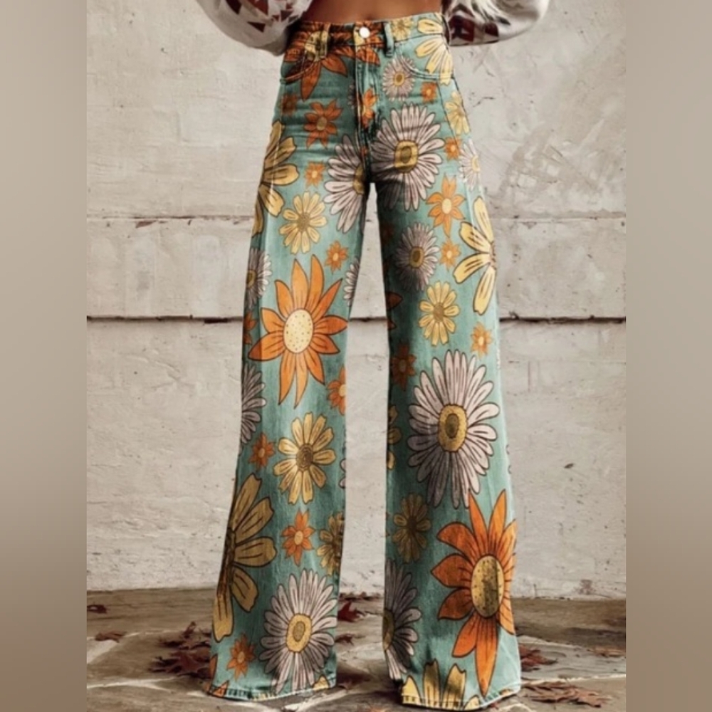 Daisy Festival Bloom  Wide Leg Pants